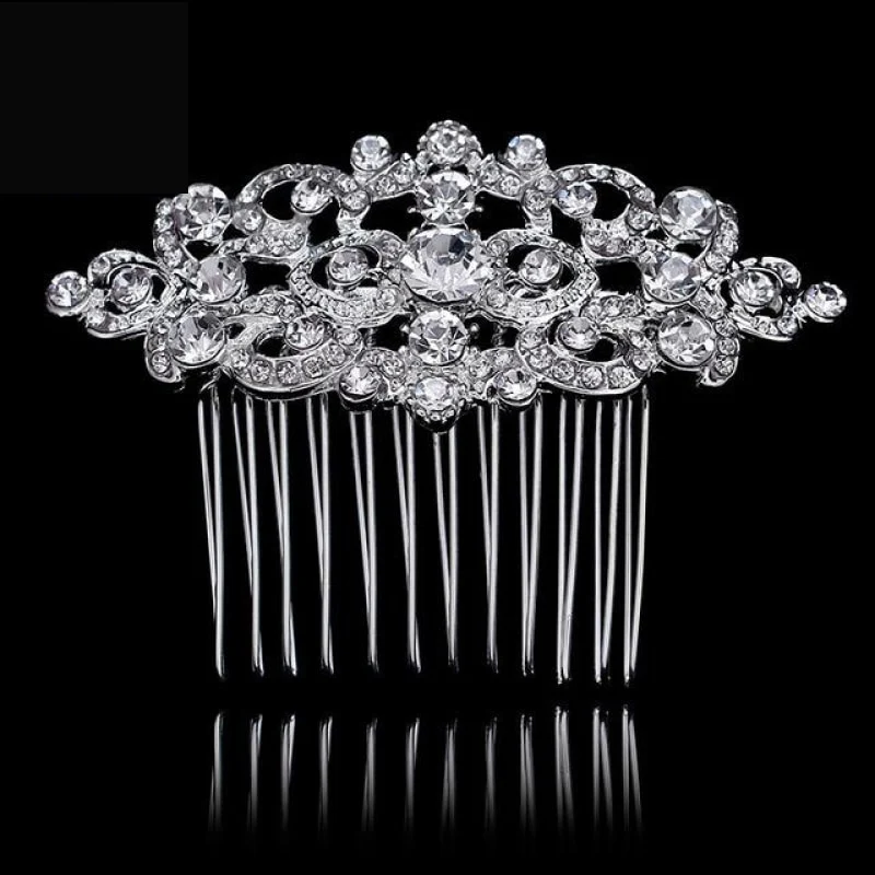 Bridal Hair Comb Pearl Crystal Metal Wedding Hair Accessory - Image 12