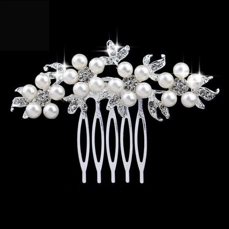 Bridal Hair Comb Pearl Crystal Metal Wedding Hair Accessory - Image 8
