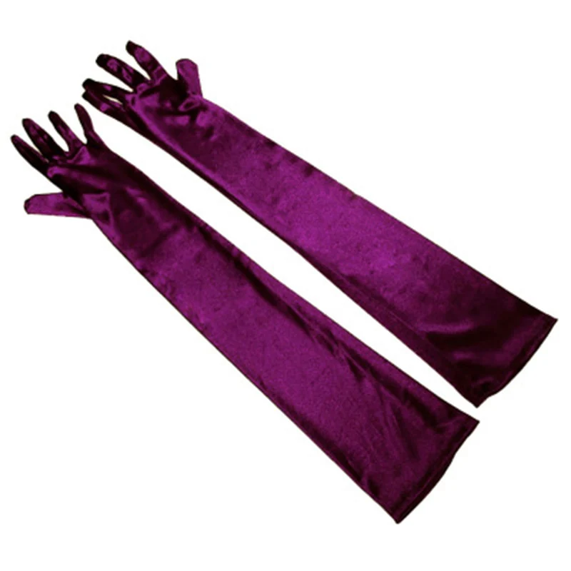 Long Satin Elastic Etiquette Gloves Full Finger Driving Glove - Image 15