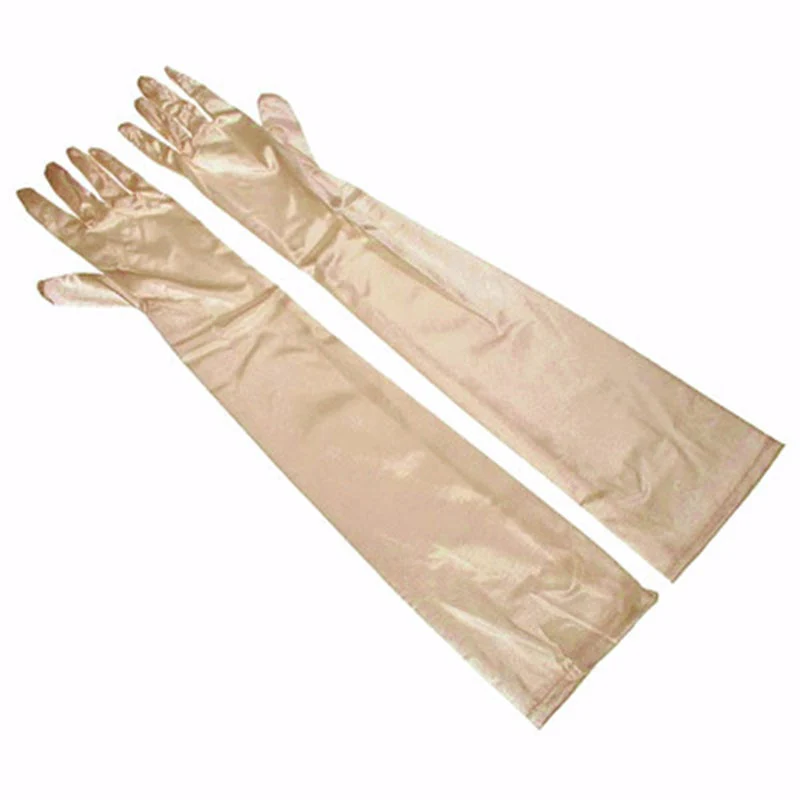 Long Satin Elastic Etiquette Gloves Full Finger Driving Glove - Image 23