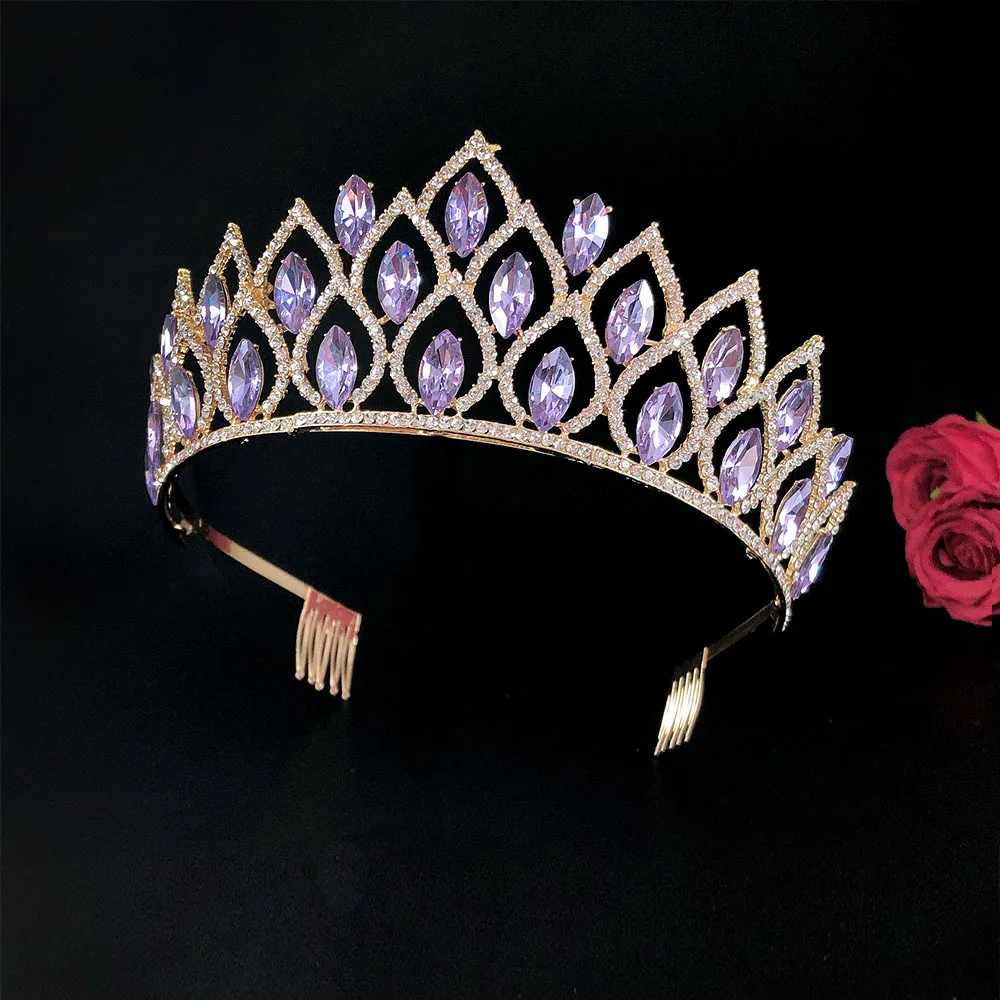Quinceanera Tiara Crystal Rhinestone Crown Princess Hair Accessory - Image 3