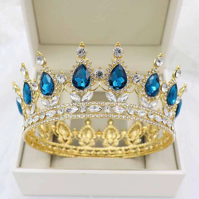 Round Crown Vintage Crystal Royal Queen King Hair Accessories - Image 22