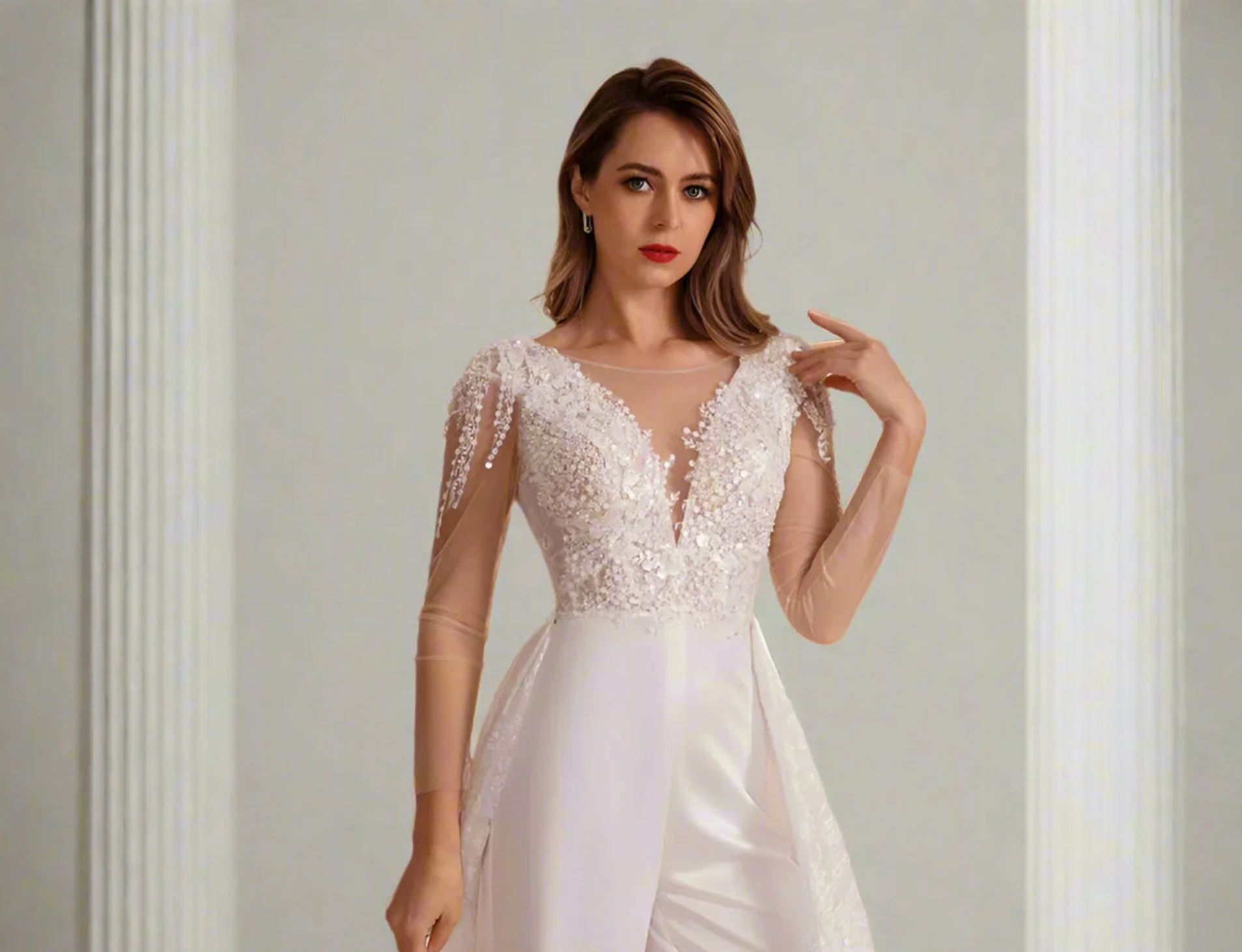 Wedding Jumpsuit With Detachable Skirt - Image 3