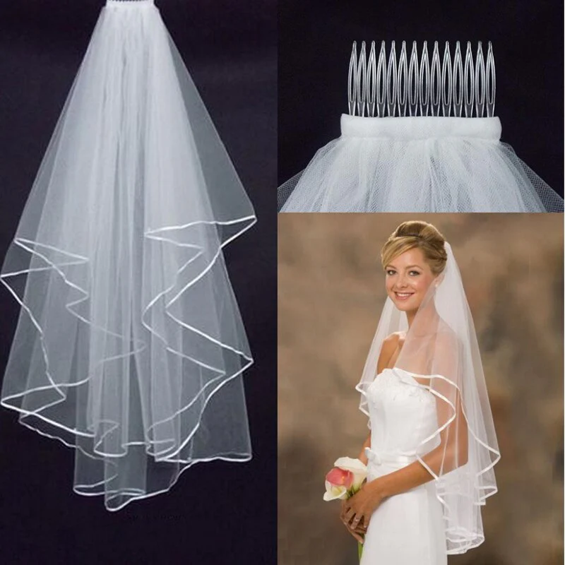 Wedding Veil 2 Layer Elbow Length Bridal Accessory - Image 4