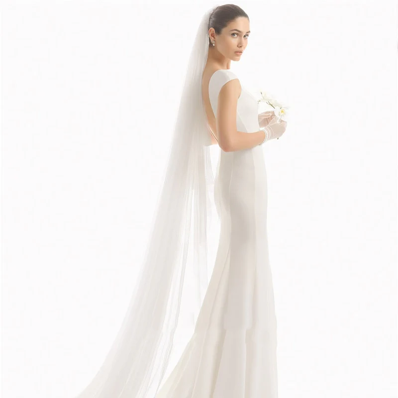Wedding Veil Cathedral Length Cut Edge Bridal Accessory - Image 3